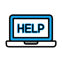 Leinwandbilder - Laptop with Help Label Icon Representing Digital Support