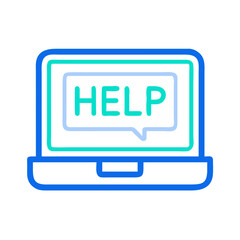 Leinwandbilder - Laptop with Help Label Icon Representing Digital Support