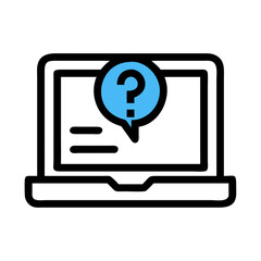 Leinwandbilder - Laptop with Question Icon Representing Online Inquiry
