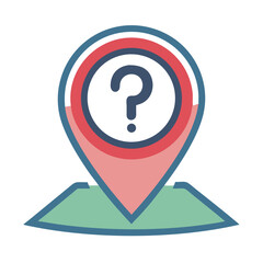 Poster - Map Pin with Question Icon Representing Support Location