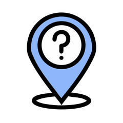Poster - Map Pin with Question Icon Representing Support Location