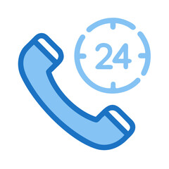 Fototapete - Phone with 24 Clock Icon Representing Round-the-Clock Support