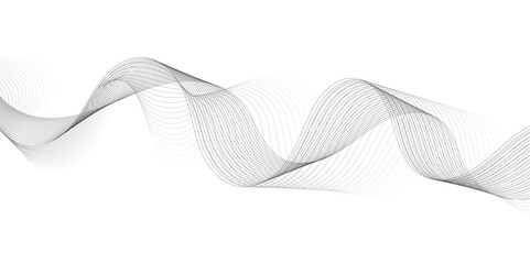 Aufkleber - Abstract grey, white smooth element swoosh speed wave modern stream background. Wave with lines created using blend tool. Abstract frequency sound wave lines and twisted curve lines background.	