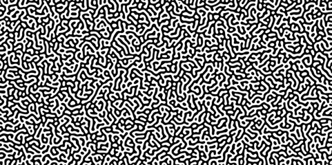 Aufkleber - Turing reaction diffusion monochrome seamless pattern with chaotic motion .Linear design with biological shapes. Organic lines in memphis. abstract turing organic wallpaper background .	