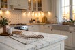 © Ruzimah - Cozy and Inviting Modern Kitchen with Rustic Decor and Warm Lighting Touches