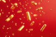 © MrHamster - Gold-hued pills float in a vibrant red background.