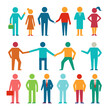 © Stock Design - A vibrant community of diverse people connecting and collaborating, depicted in bold, colorful silhouettes against a clean white background.