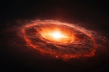 fiery cosmic ring glows brightly against the dark expanse of space dotted with stars
