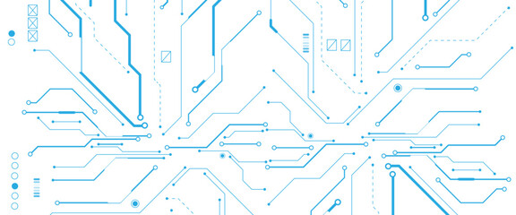 Fototapete - Abstract digital technology futuristic internet network speed connection white and blue background. Technology background with crossed lines and dots.