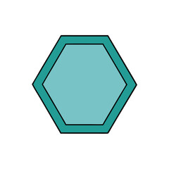 Wall Mural - an abstract geometric hexagon with gradient teal and green details, a graphic representation with cr