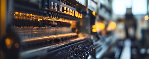 Leinwandbilder - Industrial machine operating in factory with blurred background