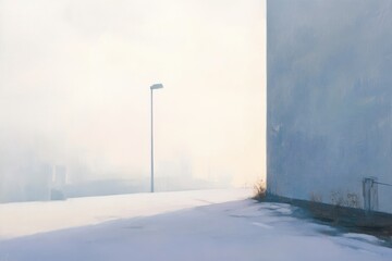 Wall Mural - a minimalist view of a white wall and a corner of a building with subtle shadows and light variation