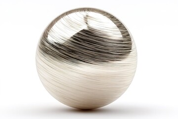 Wall Mural - unique metallic ball with intricate brushed texture placed against a white background highlighting i