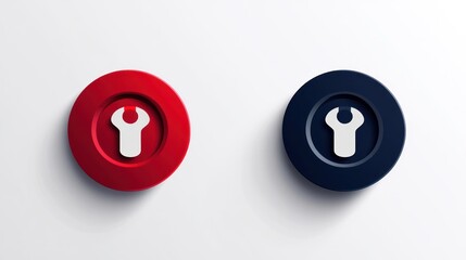 Red and blue wrench icons, digital repair, website design