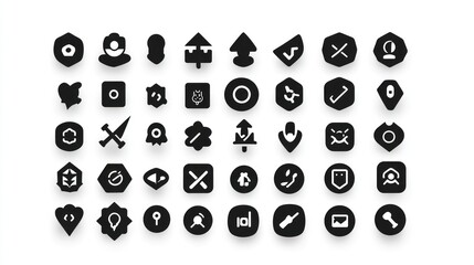 Black UI icons; app design; white background; software development; website design