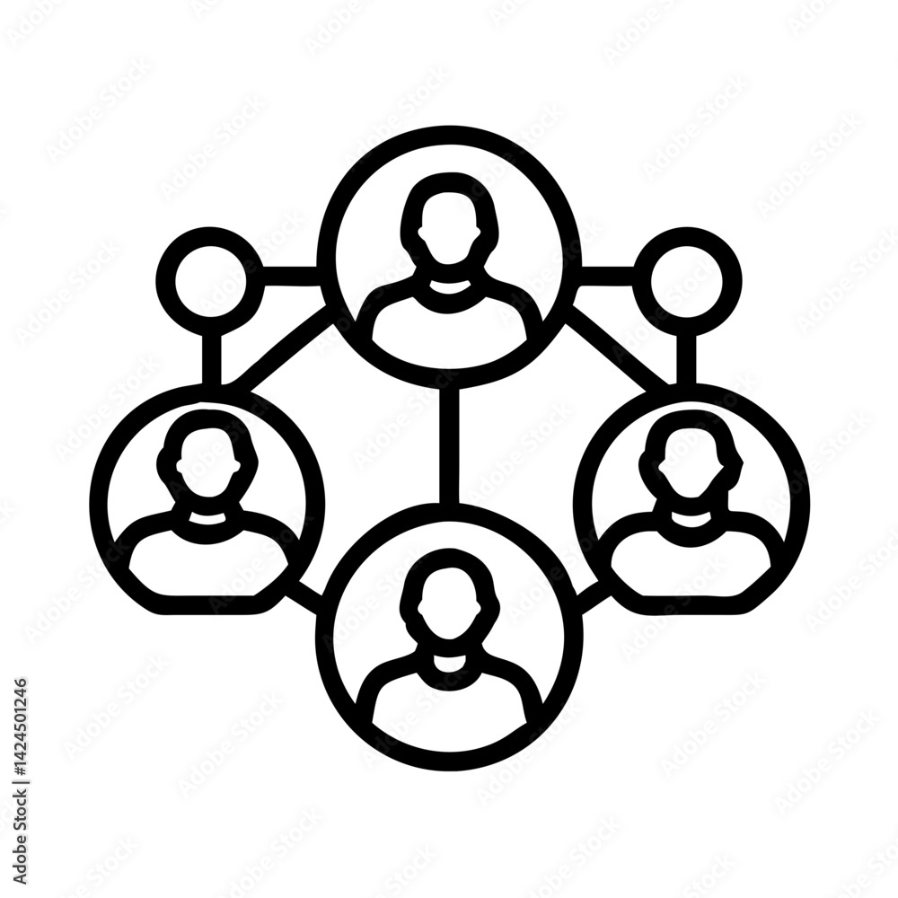 Networking Team Icon Team Network Icon Representing Organizational Structure and ...