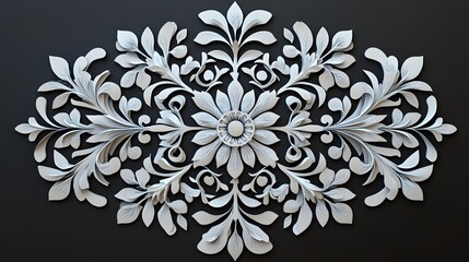 Aufkleber - White floral damask pattern decorating a dark background