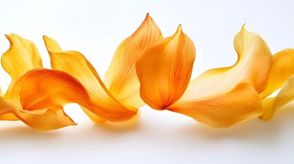 Poster - Elegant orange petals creating a flowing design on white background
