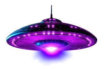Canvas Print - png an isolated shiny ufo purple lights ufo.