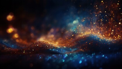 Poster - glowing dark halloween sparkle texture with orange and blue bokeh, perfect for web design, print media, and branding, high-quality graphic resource