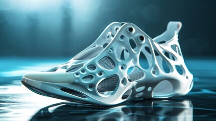 Poster - 3d rendering of a modern white shoe with an organic design
