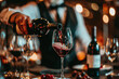 © Tetiana - Generative AI image sommelier pouring wine into glasses during formal tasting event in luxurious restaurant wine storage winery