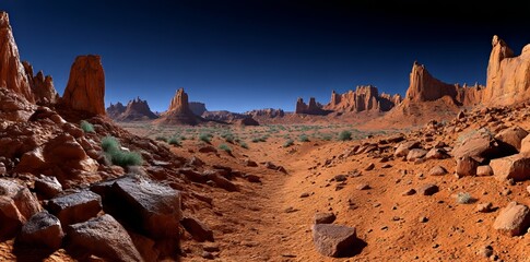 Wall Mural - a 360-degree hdri panorama capturing a martian sunset, complete with a martian landscape environment
