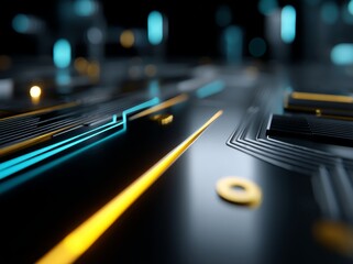 A futuristic digital wallpaper featuring an abstract representation of data flowing through a network, set against a backdrop of binary code and AI algorithms