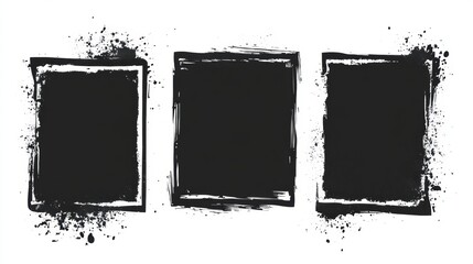 Aufkleber - Black Rough Edge Rectangles for Creative Design and Artistic Collage Applications With a Grunge Finish Enhancing Visual Impact