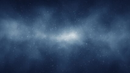 Wall Mural - artistic dark blue clouds with flying blurred dots loop animation.