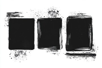 Aufkleber - Creative Black Rough Edge Rectangles Featuring Grunge Square Frames for Artistic Collage and Design Projects