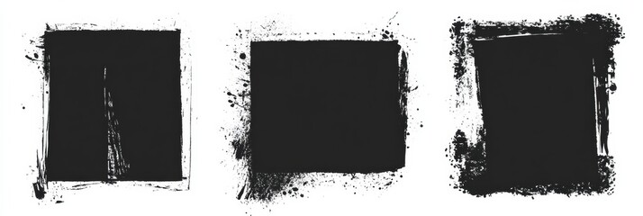 Aufkleber - Black Rough Edge Rectangles for Grunge Design Projects and Artistic Collage Applications in Various Styles