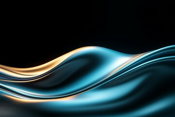 Wall Mural - a blue and gold wave is shown in a black background