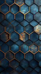 Wall Mural - A pattern of intertwined hexagons. yellow on a transparent background