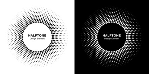 Wall Mural - abstract circle frame halftone dots logo emblem design element. round border icon gradient halftone 