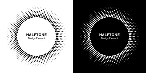 Wall Mural - abstract circle frame halftone dots logo emblem design element. round border icon gradient halftone 