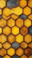Wall Mural - A pattern of intertwined hexagons. yellow on a transparent background