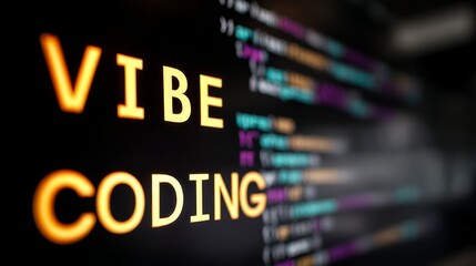 Wall Mural - vibe coding displayed on monitor in modern office setting