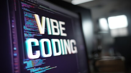 Wall Mural - vibe coding displayed on monitor in modern office setting