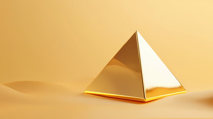 Wall Mural - a golden pyramid shape sits atop a smooth surface, radiating a sense of elegance and simplicity agai