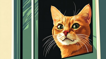  Framed Orange Cat Portrait.