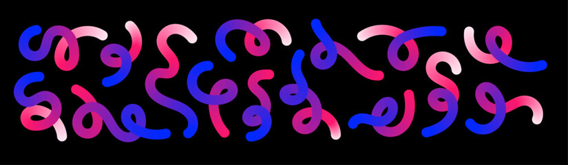 Wall Mural - abstract wavy gradient lines with playful squiggle shapes, colorful ribbon elements, geometric doodl