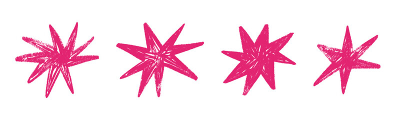 Wall Mural - shape elements, abstract. graphic pink stars among scribble doodles, color collage. flat vector illu