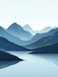 © Faisol - Captivating abstract minimal mountain landscape serene lake digital art tranquil environment elevated viewpoint modern aesthetic