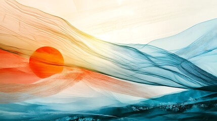 Wall Mural - Sunrise over misty mountains.