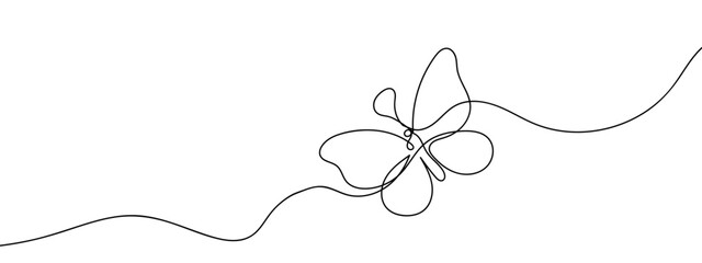 Wall Mural - Continuous line, beautiful butterfly Simple lines, transparent background, editable strokes.