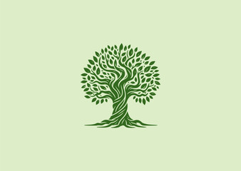 banyan tree logo with deep roots and natural strength