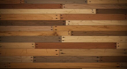 Poster - Detailed view of a wooden floor with planks of different colors