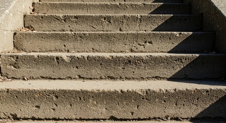 Poster - Weathered Concrete Staircase Ascending with Natural Shadow Patterns