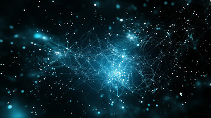 Wall Mural - abstract network connection: a mesmerizing abstract digital background with a radiant blue network o